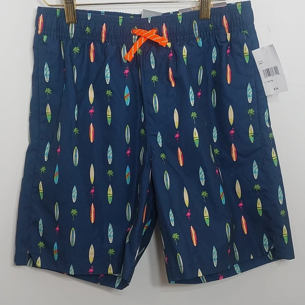 Zeroxposur Boys Size Large 14/16 Swim Trunks Shorts Navy Blue Surf Boards